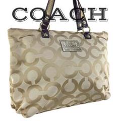 未使用　COACH　ポピー　トートバッグ　シグネチャー　キャンバス　A4　肩掛け COACH ターンロック トートバッグ シグネチャー A4可 通勤通学