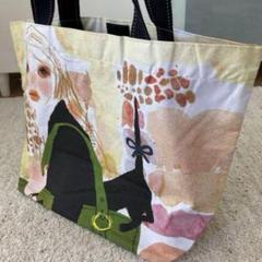 新品 エコバッグ 女性と犬のイラスト