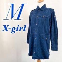 X-girl デニム星柄シャツ Mサイズ　カジュアルコーデ　きれいめコーデ