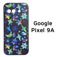 Pixel9a 黒 月星柄 カバー