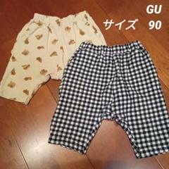 GU baby サマナルパンツ 90サイズ プードル柄　黒チェック