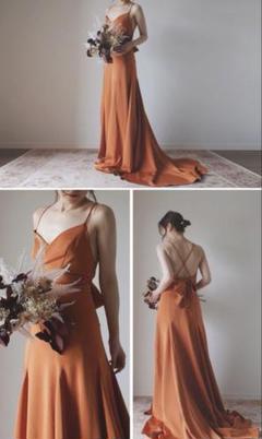 【最終値下げ】SOLALA カラードレス　オレンジ　ブラウン Sサイズ ST0014 orange【結婚式 カラードレス レンタル】 – 結婚式準備