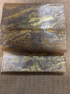紗 山水図織 六通 袋帯
