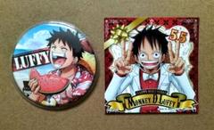 ワンピース　ルフィ　缶バッジ＆ステッカーセット