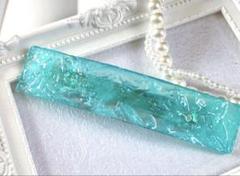 ひんやり氷プレートのバレッタ③グリーン　氷レジン　アイス　chackymade