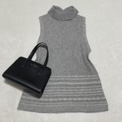 ゴールデンベア◇ニットワンピース ケーブル編み ノースリーブ タートルネック L