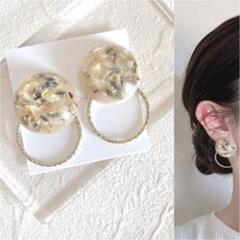 シェルドーム♡2way ハンドメイド ピアス イヤリング フープ 透明 貝