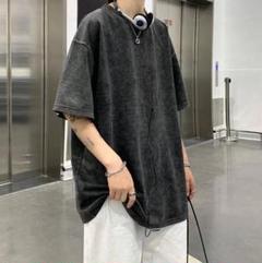 ストリート オーバーサイズ ピグメントプリント XL グレー Tシャツ 黒 無地