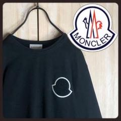 美品★モンクレール・ワッペン付 ロゴ刺繍 クロップド スウェット(M相当) MONCLER モンクレール ロングtシャツ ビックワッペン刺繍ロゴ