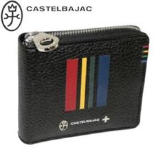【未使用級】CASTELBAJAC 二つ折り財布 ブラック レザー マルチカラー CASTELBAJAC カステルバジャック 財布 二つ折り メンズ