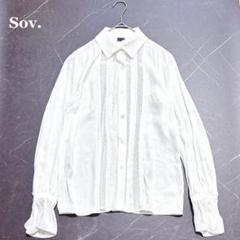 Sov. ソブ レースブラウス フレアスリーブ 長袖　白 日本製 サイズ38