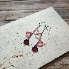 レッドピンクシェルチェーンピアス、イヤリング無料交換できます