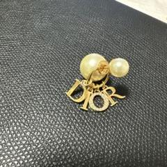 【保管袋付き】dior パールピアスゴールド　ロゴ　片耳のみ org.jpg