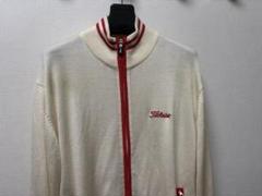 美品 Titleist ダブルジップアップセーター クリーム/レッド