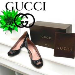 未使用品】GUCCI グッチ エナメル パンプス オープントゥ 36(23