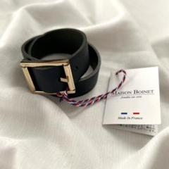 未使用 MEISON BOINET バングル ブラック MAISON BOINET メゾンボワネ サークルボタン 幅広バックル