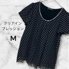クリアインプレッション　半袖　ラウンドネック　シフォン　ドット　ブラウス