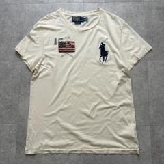 ラルフローレン ビッグポニー刺繍 Tシャツ L ベージュ 星条旗