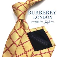 【極美品】BURBERRY LONDON ネクタイ 格子柄 光沢感 イエロー