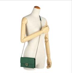 未使用に近い　GUCCI グッチ　ショルダーバッグ　チェーンウォレット　グリーン