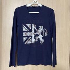 HIDEAWAYS NICOLE ネイビー 長袖 Vネック Tシャツ