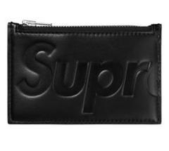 supreme Leather Zip Card Holder 黒