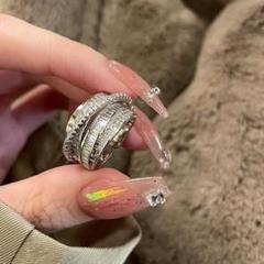 アクセサリー レディース 指輪　重ね付け風 リング ワイド シルバー