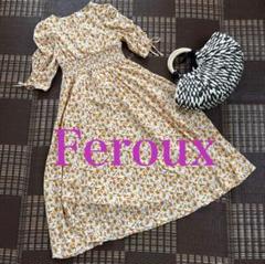 Feroux 花柄 七分袖 フリルワンピース