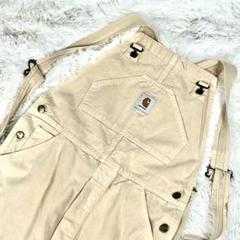 極美品✨ カーハート ベージュ オーバーオール チノパン生地 コットンツイル