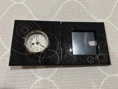 置き時計 フォトフレーム ブラック ラメ入り 時計 おしゃれ