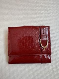 GUCCI エナメルレザー GGパターン 二つ折り財布 赤 - メルカリ