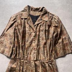 メーカー直売所 夏服 ワンピース メルカリ - 古着 一点物 半袖 総柄 ブラウン 花柄 ワンピース