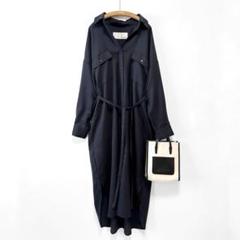 美品 Whim Gazette シャツワンピース オーバーサイズ ダークネイビー