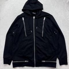 極美品 XL DIESEL ダブルジップ ロゴプリント フーディ ブルゾン org.jpg