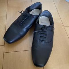 Recipe（レシピ）ゴム紐レースアップシューズ　レザー　本革　黒　23.5cm