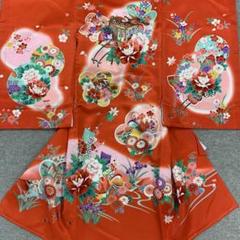 新品洗える産着高級京友禅伝統染特選染分ボカシ豪華四季花車祝い花オシドリ文