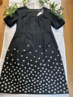 インゲボルグ♪小紋柄？ブラック刺繍Aラインワンピース美品9