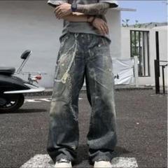 y2kデニムパンツ 新品 ユニークデニムパンツ