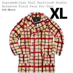 Double Breasted Plaid Faux Fur Coat (XL)