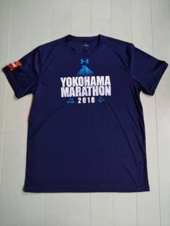 横浜マラソン2018 Tシャツ アンダーアーマー ネイビー L ランニング