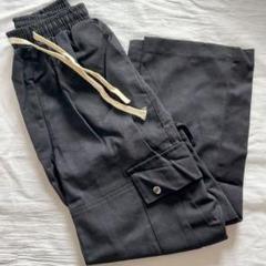 ☘️Lサイズ ブラックカーゴパンツ メンズ レディース ウエストゴム