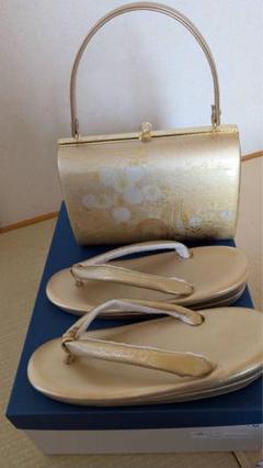 草履バッグセット 振袖 帯地 金 ゴールド 牡丹 フリーサイズ w48-4 草履バッグ セット 留袖 振袖 草履バッグセット 華綴 黒留袖