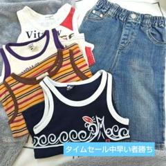 キッズ ノースリーブタンクトップ 90cm 4枚とデニム90cm 5点セットのサムネイル