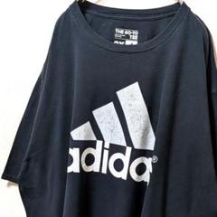 アディダス adidas デカロゴ Tシャツ ブラック 黒 2XL 古着
