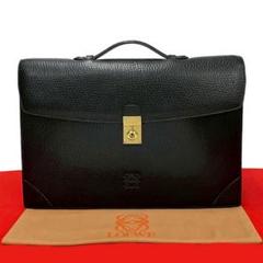 極 美品 ロエベ アナグラム ロゴ レザー ビジネスバッグ ブリーフケース 黒