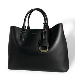 美品　ラルフローレン　レザー　ショルダーA4トートバッグ　黒　2way 153