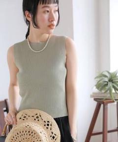 【値下げ早い者勝ち】IÉNA リブ編み ノースリーブニット グリーン系