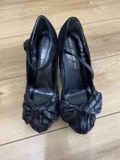 ツモリチサト　パンプス　可愛い円柱ヒール　黒23.5 ツモリチサト パンプス 可愛い柱ヒール 黒23.5 レディース