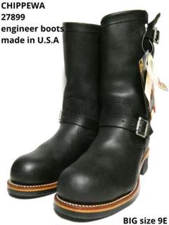 スチールトゥ仕様！ビッグサイズ9E！美品！PT99！チペワ27863エンジニア USA製 CHIPPEWAチペワ PT99 エンジニアブーツ 黒 8.5D
