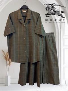 未使用級 BURBERRYS セットアップ カシミヤ混 金ボタン ノーカラー